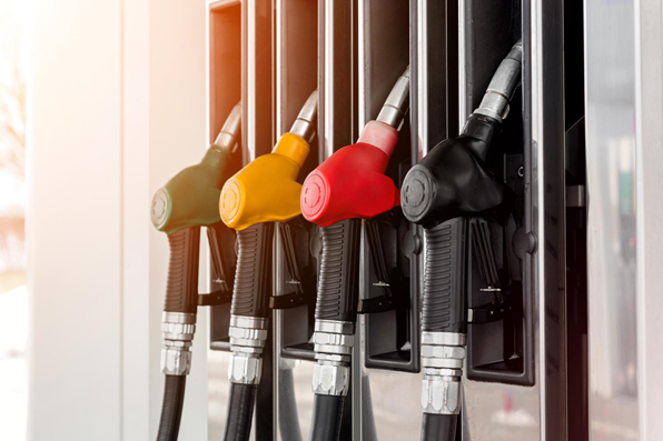 petrol station with the fuel pumps lined up