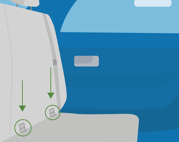 an illustration that shows the ISOFIX points in a car